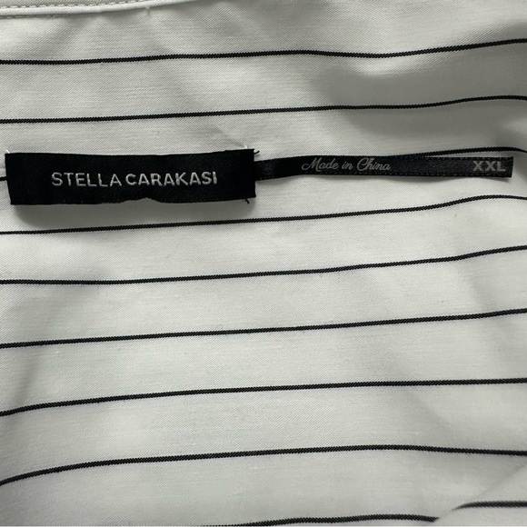 STELLA CARAKASI Center Stage Shirt Striped White Button-Up Top SZ XXL Luxury EUC - Picture 2 of 11